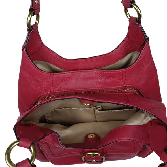 Red Coach Campbell Leather Hobo Shoulder Bag - Picture 6 of 11